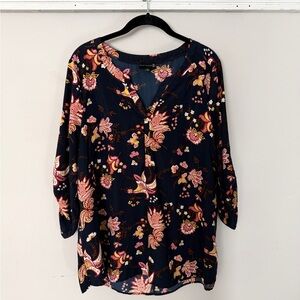 Navy Floral Women's Blouse